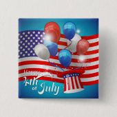 Happy 4-van-juli patriottisch vierkante button 5,1 cm (Voorkant)