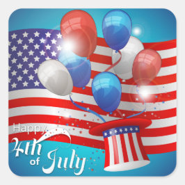 Happy 4-van-juli patriottisch vierkante sticker