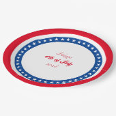 Happy 4-van-juli rood-wit blauw papieren bordje (Gekanteld)