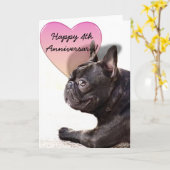 Happy 4e Jubileum Franse Bulldog wenskaart Kaart (Gele Bloem)