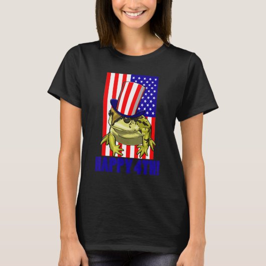 Happy 4Th American Flag Frog  Women Frog Love 2 T-shirt (Voorkant)