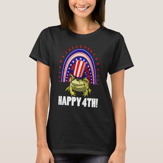 Happy 4Th American Flag Rainbow Frog Women Frog L T-shirt (Voorkant)