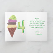Happy 4th Birthday 4 Scoops Wenskaarten Kaart (Binnen)