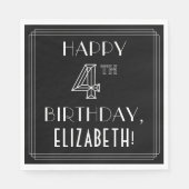 HAPPY 4TH BIRTHDAY; Art Deco Style; aangepaste naa Servet (Voorkant)