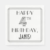 HAPPY 4TH BIRTHDAY; Art Deco Style; aangepaste naa Servet (Voorkant)