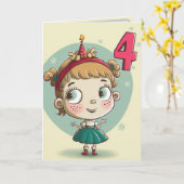 Happy 4th Birthday card for Girls Kaart (Gele Bloem)