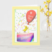 Happy 4th Birthday Chicken Kaart (Gele Bloem)