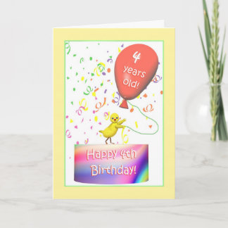 Happy 4th Birthday Chicken Kaart