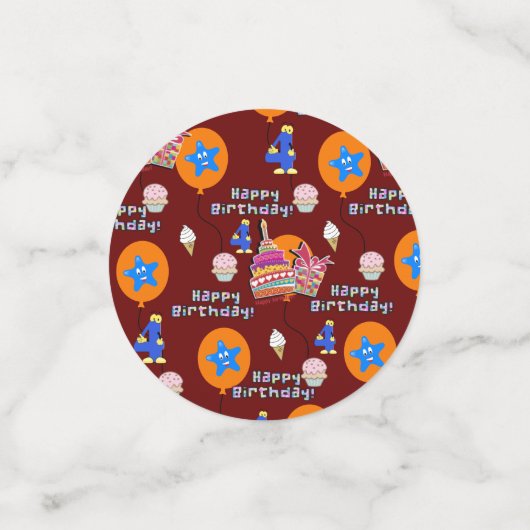 Happy 4th Birthday Confetti, #4 Birthday Confetti (Kleine voorkant)