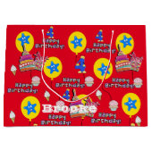 Happy 4th Birthday Gift Bag #4 Birthday Red Groot Cadeauzakje (Voorkant)