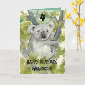 Happy 4th Birthday Grandson Koala Wildlife Kaart (Gele Bloem)