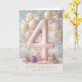 Happy 4th Birthday Kaart (Gele Bloem)