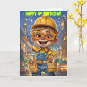 Happy 4th Birthday Kaart (Gele Bloem)