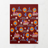 Happy 4th Birthday Kaart, #4 Birthday Dark Red Drieluik Kaart (Cover)