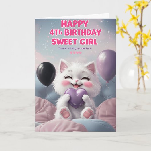 Happy 4th Birthday-kaart Kaart (Gele Bloem)