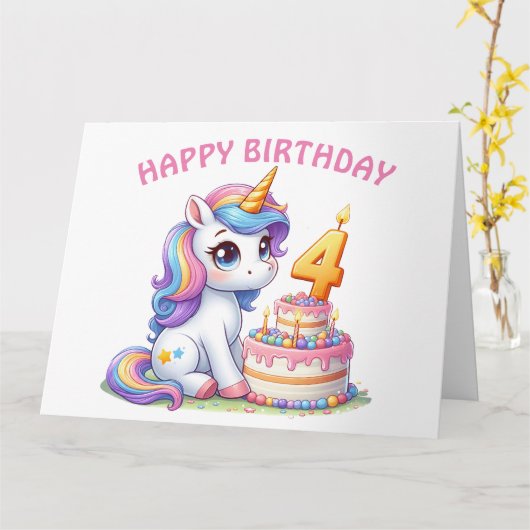 Happy 4th Birthday-kaart Kaart (Gele Bloem)