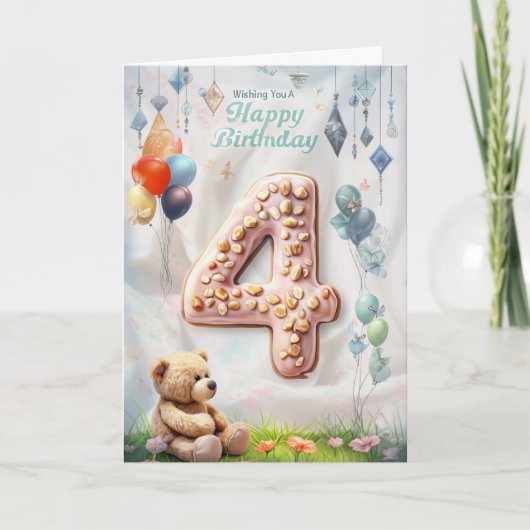 Happy 4th Birthday-kaart Kaart (Voorkant)