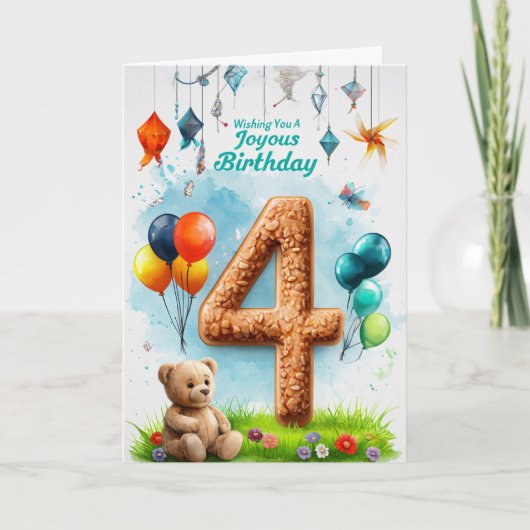 Happy 4th Birthday-kaart Kaart (Voorkant)