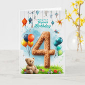 Happy 4th Birthday-kaart Kaart (Gele Bloem)