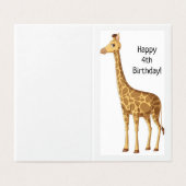 Happy 4th Birthday - Kaart voor kinderen (Buitenkant ongevouwen)