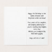 Happy 4th Birthday - Kaart voor kinderen (Binnenkant ongevouwen)