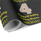 Happy 4th Birthday & Merry Kerstmis, aangepaste na Cadeaupapier (Rol Hoek)