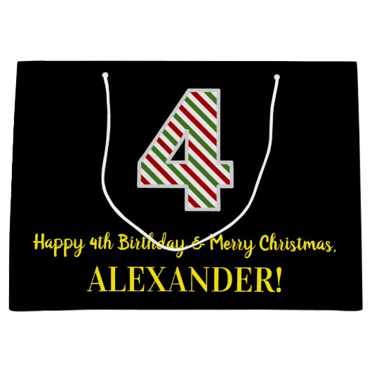 Happy 4th Birthday & Merry Kerstmis, aangepaste na Groot Cadeauzakje (Voorkant)