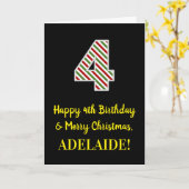 Happy 4th Birthday & Merry Kerstmis, aangepaste na Kaart (Gele Bloem)