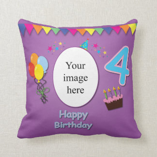 Happy 4th Birthday Pillow met jouw foto Kussen