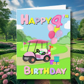 Happy 4th Birthday Polka Dot Pink Girly Golf Kaart
