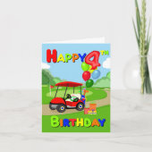 Happy 4th Birthday Red Boys Golf Kaart (Voorkant)