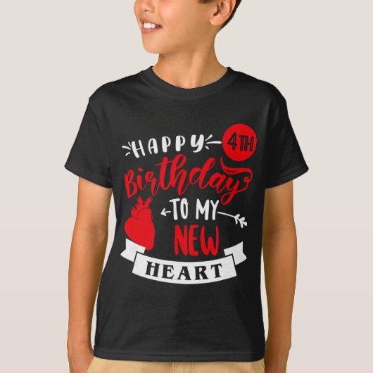 Happy 4th Birthday To My New Heart, Transplant Ann T-shirt (Voorkant)