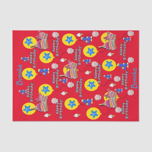 Happy 4th Birthday-weefselpaper #4 Birthday Tissuepapier (Voorkant)