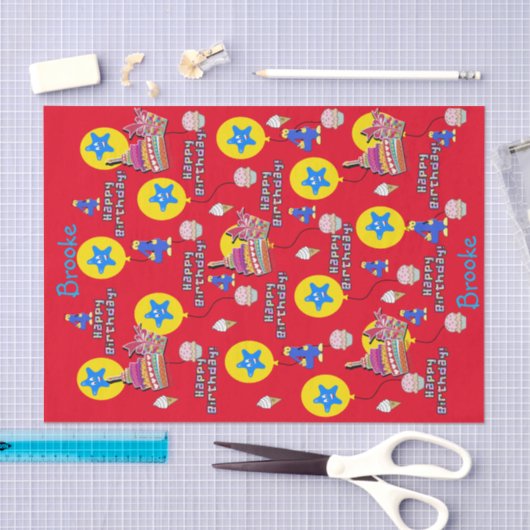 Happy 4th Birthday-weefselpaper #4 Birthday Tissuepapier (Craft)