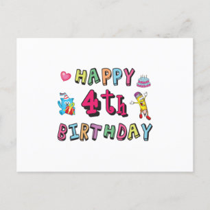 Happy 4th Birthday - wensen van vier jaar voor de  Briefkaart