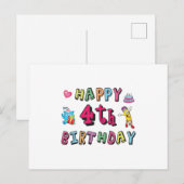 Happy 4th Birthday - wensen van vier jaar voor de Briefkaart (Voorkant / Achterkant)