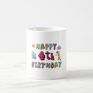 Happy 4th Birthday - wensen van vier jaar voor de  Koffiemok