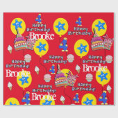 Happy 4th Birthday Wrapping Paper Balloons #4 Cadeaupapier (Vlak)