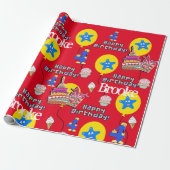 Happy 4th Birthday Wrapping Paper Balloons #4 Cadeaupapier (Uitgerold)