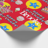 Happy 4th Birthday Wrapping Paper Balloons #4 Cadeaupapier (Hoek)
