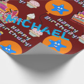 Happy 4th Birthday Wrapping Paper Balloons #4 Cadeaupapier (Hoek)