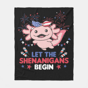 Happy 4th Cute Axolotl met Fireworks America Fleece Deken