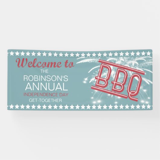 Happy 4th Fireworks BBQ ID185 Spandoek (Horizontaal)