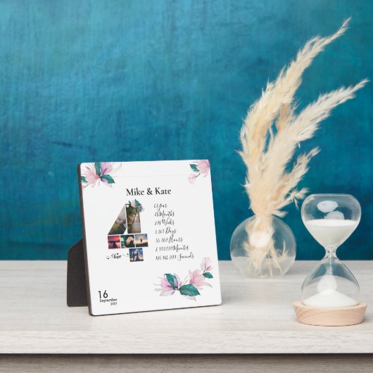 Happy 4th Jubileum, aangepaste fotocollage Fotoplaat (Insitu)