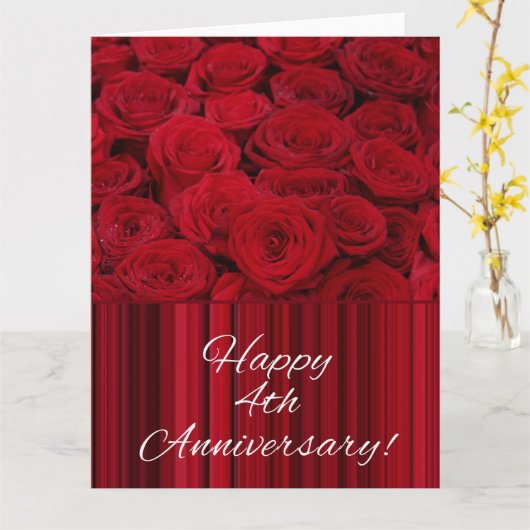 Happy 4th Jubileum rozen Kaart (Gele Bloem)