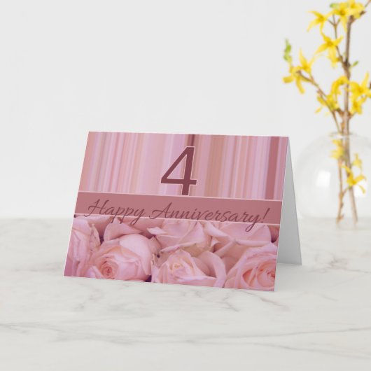 Happy 4th Jubileum rozen Kaart (Gele Bloem)