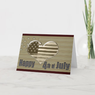 Happy 4th juli Amerikaanse vlag en hart Kaart