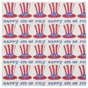 Happy 4th Juli Patriotic USA oom Sam Tophat Stof