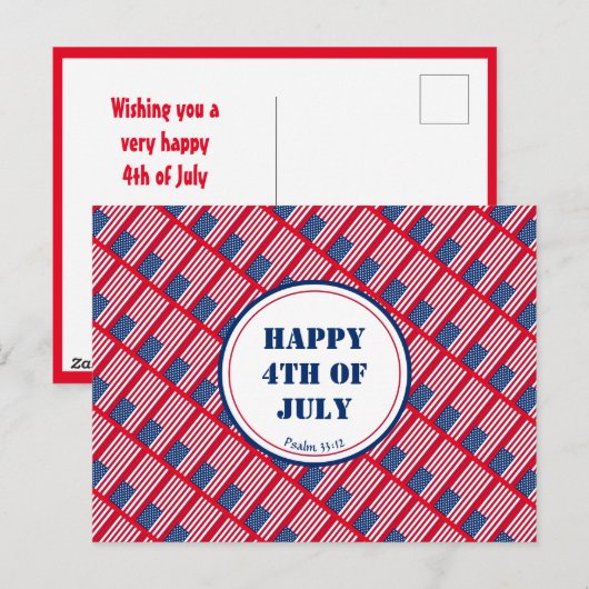 HAPPY 4TH JULY Patriotic American Independence Briefkaart (Voorkant / Achterkant)