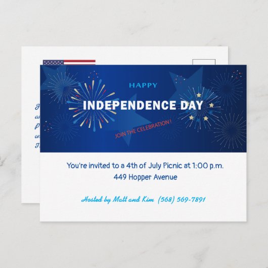 Happy 4th of Juli Amerikaanse Onafhankelijkheidsda Briefkaart (Voorkant / Achterkant)